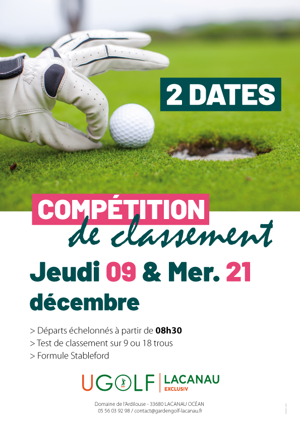 Golf de Lacanau : Compétitions de décembre 2021
